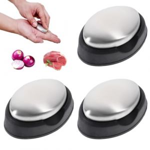 3 Pi&egrave;ces barres de savon en acier inoxydable argent&eacute;,Absorbeur d'odeurs magiques en m&eacute;tal,Gadgets de cuisine pour &eacute;liminer les odeurs de peau d'oignon et d'ail,absorbeur d'odeur (Yomkioer, neuf)