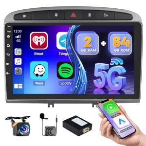 pour Peugeot 308, Peugeot 408 2007-2015, 2+64GB Android Autoradio Wireless Carplay Android Auto 9 Pouces &eacute;cran Poste Radio Voiture Bluetooth avec GPS, Cam&eacute;ra de Recul, FM RDS Radio, WiFi, EQ (Hikity Tech Hub, neuf)