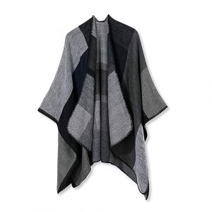 LumiSyne Hiver Poncho Ch&acirc;le en Cachemire Femmes Poncho Tricot Motif &agrave; Carreaux Bloc De Couleurs Ouverture Poncho Cardigan Tartan Ch&acirc;le Couverture &Eacute;l&eacute;gant Ch&acirc;le Etole Grand Chaud Echarpe Pashmina (LumiSyne-FR, neuf)