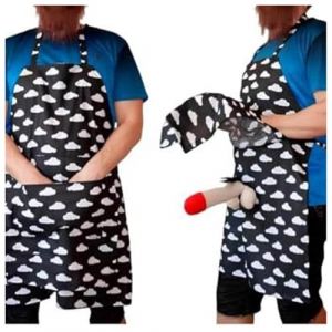Tablier de Cuisine Homme Humour - Humoristique & Cr&eacute;atif avec Effet Surprise Cach&eacute; - Cadeau Dr&ocirc;le pour Anniversaire Enterrement de Vie de Gar&ccedil;on - Tablier Coquin et Fantaisie pour Adulte (B, One Size) (yangchunloo, neuf)