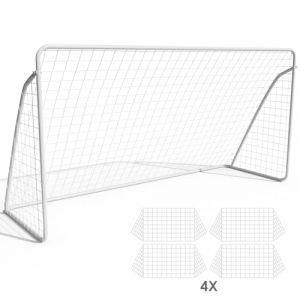 But de Foot Cage de Foot pour Enfants, 365 cm / 240 cm, Cadre Robuste en Acier Galvanis&eacute;, Adapt&eacute; aux Terrains de Football, Patios, Plages (avec 2 Filets de Football, 365 x 182 cm - 2 pi&egrave;ce) (PURERULE, neuf)