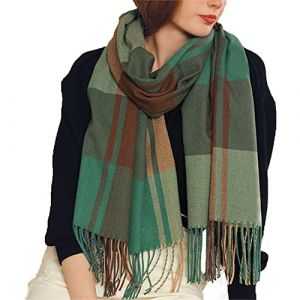 Bakicey Femme ch&acirc;le &eacute;charpe Fille &eacute;tole Foulard Pashmina Echarpe a Carreaux Laine Mode Etole Plaid Foulard Oversize Shawl Cardigan Cachemire Chaud Automne Hiver Manteau Tricot Ponchos Capes (Bakicey, neuf)