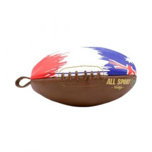 ALL SPORT VINTAGE - Trousse De Toilette Ballon de Rugby - Marron Vintage Et Drapeau Australien - Cuir De Vachette - Cousu Main - Marque Fran&ccedil;aise (ALL SPORT VINTAGE, neuf)