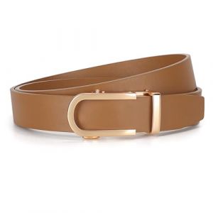 JasGood Ceinture &agrave; cliquet pour femme, ceinture en cuir automatique de 3,1 cm de largeur pour jeans avec boucle coulissante dor&eacute;e, XL:130cm(Taillengr&ouml;&szlig;e 96-110cm) (JasGood Official Store, neuf)