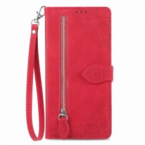 NEXCURIO Coque Portefeuille pour Samsung Galaxy A26 5G Étui à Rabat Folio Pochette Housse de Protection en Cuir PU avec Cordon Porte Cartes Clapet Béquille Femme Fleur - Rouge (NEXCURIO NEU, neuf)