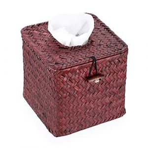 SUMTree Bo&icirc;te &agrave; Mouchoir en rotin Distributeur carr&eacute; bo&icirc;te de Papier Organisateur de Bureau pour Salle de Bain,Salon,Chambre,Jardin (Roux) (SanjiaEU, neuf)