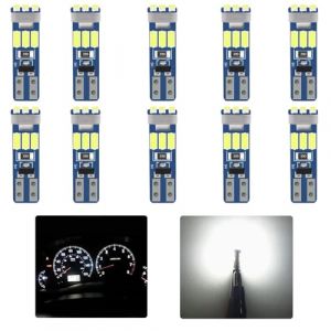 SUCANY T5 LED Ampoules,Ampoule &agrave; LED 2721 27 37 286 PC74,12V 300LM 0.6W 9SMD 3014 Chips,Convient Aux Indicateurs Du Tableau De Bord Et Du Groupe D'Instruments De L'Automobile (Blanc - 10 Pi&egrave;ces) (SUCANY Europe, neuf)