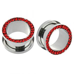Beydodo Écarteur d Oreilles 6mm, Ecarteur Tunnel Acier Chirurgical 2 Pièces Rouge Ecarteur Oreilles Plug 2g Boucles d'oreilles Femme (BeyDoDo, neuf)