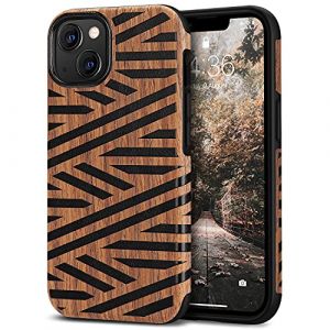 Tasikar Coque Compatible avec iPhone 13 Mini, Housse &Eacute;tui de Protection en Bois et Cuir Compatible avec iPhone 13 Mini 5,4-Pouces 2021 (Cuir & Bois) (Tasikar-FR, neuf)