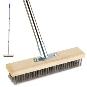 Balai Brosse Metallique avec Manche 160cm, Nettoyeur de Terrasse Puissant avec Manche Réglable, Balai Métallique 30 cm, Brosse de Jardin en Acier Inoxydable pour Béton, Piscine (Edelstahl) (DSG ONLINE, neuf)
