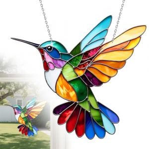 Colibri Attrape-Soleil, Attrape Soleil Colibri Acrylique, Prisme Colibri En Acrylique, Suspension Suncatcher De Colibri, Décoration De Fenêtre Suspendue Oiseau Vitrail, pour Fenêtres,Terrasses,Jardins (Treasures-EU, neuf)