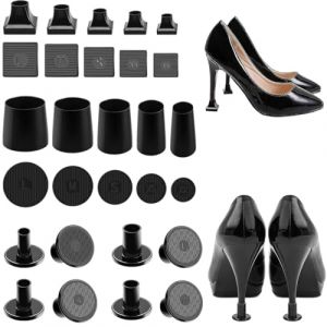 KSJEHW 14 Paires Protecteurs Talon, Protege Talon Chaussure Femme, Brillant Embout Talon Femme Embout Talon Aiguille Bouchons de Talon pour Herbe Protege Talon Aiguille(Noir) (SVF TUNDER PRICE, neuf)