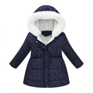 Vuncio Manteau Long Hiver Fille 2-10 Ans Fashion Parka Veste Doubl&eacute; Polaire Enfant Fille Chaude Avec Capuche Zipp&eacute;e &eacute;paisse Coton Confortable Mignon Coat Hooded Jacket (8-9 ans, Navy-3) (Vuncio, neuf)