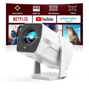 Videoprojecteur Compatible avec Netflix, Projecteur Video avec WiFi6 Bluetooth 1080P Full HD, Focus &Eacute;lectrique & Auto Keystone, 270&deg; Rotation, Mini Retroprojecteur Portable pour iOS/Android/HDMI/USB (LORONAKI TRADING, neuf)