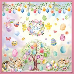 AhfuLife 9 Pi&egrave;ces Stickers de Fen&ecirc;tre de Paques, D&eacute;corations de P&acirc;ques, Stickers Oeufs de Paques, Autocollants Lapin De P&acirc;ques, Autocollants en Verre Pour le Jour de P&acirc;ques (Style 8) (echoapple, neuf)