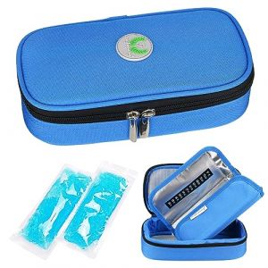 YOUSHARES Trousse Insuline Isotherme, Pochette Isotherme Insuline, Glaciere Médicale Voyage Approuvée par TSA, Sac Isotherme Médicament pour Stylo à Insuline Diabétique avec 2 Poches de Gel (Bleu) (Heartorigin-FR Direct, neuf)