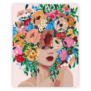 QIUQI Peinture par Numero Adulte, DIY Peinture Acrylique pour Adultes Débutants, Kits de Peinture au Numéro avec Peintures et Pinceaux, 40x50CM, sans Cadre (Femme et Fleur) (QIUQI, neuf)