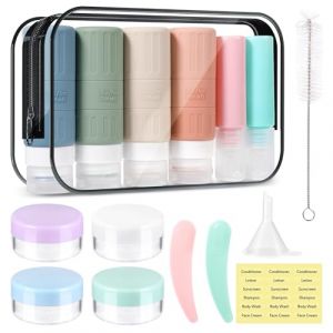 JAMATA Kit Voyage Silicone 16pcs 100ml - Flacons &Eacute;tanches R&eacute;utilisables pour Shampoing, Gel Douche,Lotion,Cosm&eacute;tiques, Sans BPA,Valve Anti-fuite,Trousse Incluse,Id&eacute;al Avion & Activit&eacute;s Ext&eacute;rieures (STORE FLORES SANCHEZ JUAN JOSE S.R.L., neuf)