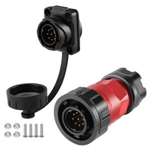 CNLINKO Connecteur étanche à 9 broches YM-20,Circulaire IP68 connecteur d'aviation à branchement rapide, Connecteur à souder avec boîtier en plastique PBT, Prise à bride mâle-femelle M20 (9 broches) (CNLINKO, neuf)