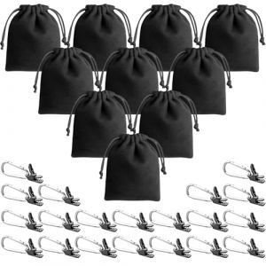 Lot de 10 sacs de lestage pour rideaux de tonnelle en plein air, sacs de sable, 10 sacs de poids et 20 clips, convient pour la fixation de rideaux extérieurs, pieds de tonnelle, tentes, nappes, noir (HQ SHENG LIMITED, neuf)