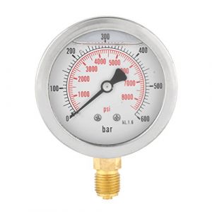 0-600Bar G 1/4" 63mm Jauge de Pression,Walfront Cadran en Métal Manomètre Hydraulique Outil de Mesure d'Air (nineoneeu, neuf)