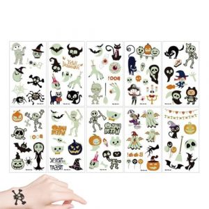 Autocollant temporaire d'Halloween, autocollants d'Halloween pour,Autocollants brillants pour le corps des, autocollants mignons pour Halloween | Autocollants d'Halloween fantôme citrouille pour, f (mildily, neuf)