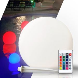 Groupe DDC Boule Solaire Multicolore LED – Lampe de Jardin et Piscine Étanche IP67 – Lampe Extérieure Solaire Flottante ou Fixe avec Piquet – 16 Couleurs, Télécommande, 12h d’Autonomie (Ø25 CM) (Groupe DDC, neuf)