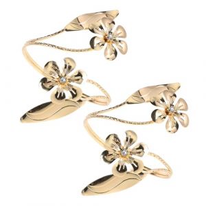 Garneck Lot de 2 Bracelets Manchette en M&eacute;tal Dor&eacute; Ajustables D&eacute;corations de Bracelet &agrave; Motif Floral Accessoires Multifonctionnels pour Poignet et Embrasse de Rideau Design Ouvert (MinghuiD, neuf)