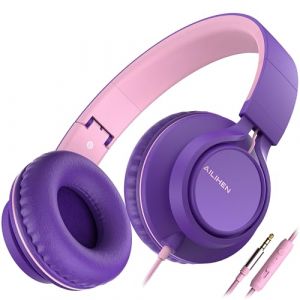 AILIHEN C8 Casque filaire avec microphone Casque supra-auriculaire pliable et ajustable Contr&ocirc;le du volume Son st&eacute;r&eacute;o HD Prise 3.5mm pour Chromebook, Ordinateur portable, Smartphone, &Eacute;tude(Mauve Rose) (yunyeeu, neuf)