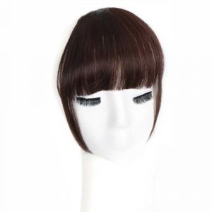 Frange a Clip Cheveux Frange à Clip-Fausse Frange Pince à Cheveux Brun Foncé Clip sur Frange Vrais Cheveux Humains Frange de Rideau d'air for Femmes Clips Frange Extensions de Cheveux Frange Courbe Fr (longlongshangmaohang, neuf)