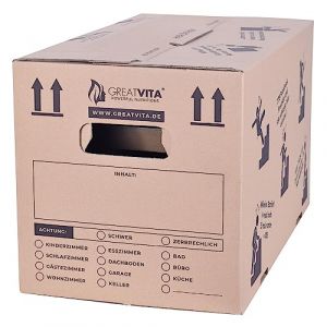 Lot de 5 cartons de déménagement en carton - 600 x 330 x 350 mm - Double cannelure - Extra larges et stables jusqu'à 40 kg - En papier recyclé et utilisables plusieurs fois - Pour déménagement (mituso, neuf)