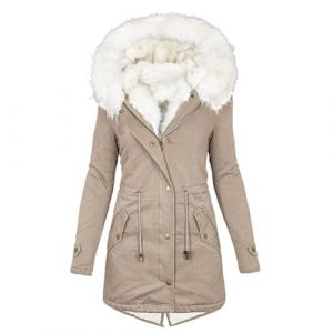 Manteaux Duvet Femme Doudoune élégant Longue Manteau Zippé épais Chaud Pas Cher Parka Blouson Veste Chaud épais Long Fourrure Veste Chaud Hiver avec Capuche Fourrure Grande Taille Duvet en Coton (⭐⭐⭐⭐⭐WUSENTOF, neuf)
