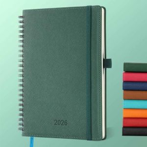IN-LUXPRO Agenda 2026: Agenda Semainier et Carnet de Notes A5 Moyen 21,9x16,4 cm Spirale, Planificateur Hebdomadaire D'Jan 2026 &agrave; D&eacute;c 2026(12 Mois) Scolaire, Papier 100GSM, Couverture PU cuir Vert (Saimoul, neuf)