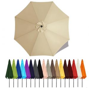 Duchunsheng Auvent De Remplacement pour Parasol De Terrasse 2m 2.3m 2.5m 2.7m 2.8m 3m 3.5m 4m 6/8 Baleines, Toile De Parasol pour Cour Jardin Plage, Protection UV Housse De Rechange(Beige,3m - 8Ribs) (Xiaobaodian, neuf)