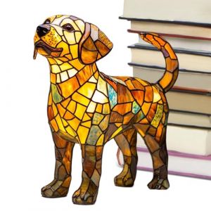 Nybhyjka Lampe de table en forme d'animal - S&eacute;rie chien - Lampe de table en forme d'animaux en verre teint&eacute; - Lampe de chevet LED en r&eacute;sine faite &agrave; la main - Veilleuse d&eacute;corative pour chambre &agrave; (asliny, neuf)