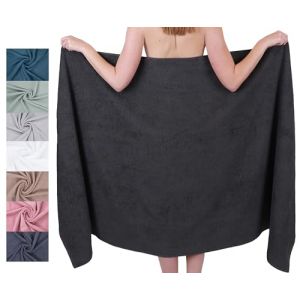 Betz Drap de Bain XXL 100x200 cm &ndash; 1 pi&egrave;ce &ndash; pour Sauna et Plage en 100% Coton, 360 g/m&sup2; - Absorbant et Doux &ndash; Grande Serviette avec Attache Serviette &ndash; s&eacute;rie Berlin - Couleur Gris Graphite (Betzshop, neuf)