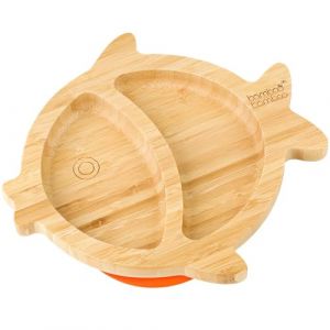 bamboo bamboo Assiette Bébé et Enfant pour Repas et Sevrage, Plat Poisson en Bamboo avec Ventouse Sécurisée dès 6 Mois (Poisson, Orange) (bamboo bamboo, neuf)