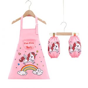 SCJJZ tablier peinture enfant,tablier enfant,tablier enfant peinture,peinture bebe,Huahua vêtements imperméables avec manches bébé manger tablier de combinaison (rose) (GuangZhouAnTuTuMaoYiYouXianGongSi, neuf)