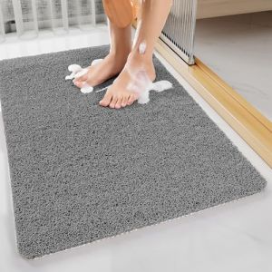 ZOKBOM Tapis de Douche Antidérapant 80x80cm | Grand Tapis de Baignoire Carré en Luffa avec Drain, PVC Anti Moisissure Tapis de Bain pour Personnes âgées, Lavable en Machine(Gris) (Xiduoda, neuf)