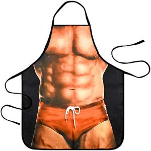 HQdeal Tablier de Cuisine Fantaisie Sexy et Drôle Tablier Humoristique Réglable Tablier Barbecue Humour Cadeau Rigolo pour Homme Musclé (dokpaveu, neuf)