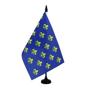 AZ FLAG - Drapeau De Table Fleur de Lys Bleu et Or 21x14 cm - Petit Drapeau Royal Français De Bureau 100% Polyester Avec Hampe De 25cm Et Socle En Plastique Noir (AZ-FLAG, neuf)