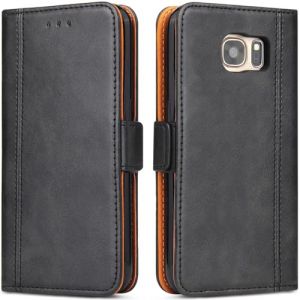ROJIOJIO Coque pour Samsung Galaxy S7 Edge, Housse en Cuir PU Premium Etui à Rabat Pochette de Portefeuille, Étui de Protection pour Samsung Galaxy S7 Edge, Noir (ROJIOJIO, neuf)