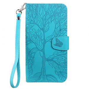 Aisenth Coque pour Samsung Galaxy S9+/S9 Plus, Arbre de Vie Papillon Motif Housse en Cuir Synth&eacute;tique Cover &agrave; Rabat, Portefeuille &Eacute;tui de Protection avec Fentes pour Cartes, Bleu Vert (Aisensi, neuf)