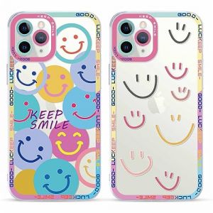 Yoedge 2 pi&egrave;ces Coque pour Apple iPhone 11 Pro 5,8" Motif de Emoji et Smile Fille Femme &Eacute;tui, Transparente Housse de Protection Antichoc TPU Mignon Aesthetic Design Case Cover pour iPhone 11 Pro (Somin Ivka EU, neuf)