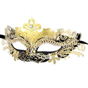Masque Carnaval, Hoshin Masque Venitien Femme - Élégance Masque pour Bal Masqué et Soirée à Venise(Or-noir) (Hoshin-FR, neuf)