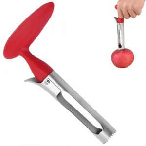 GVSS Vide Pomme Acier Inoxydable 18 cm Rouge, Enleve Trognon Pomme,Vide Pomme Trognon,Vide-Pomme avec Poignée ABS,Pour Pommes,Poires,Ananas,Lame Dentelée,Pour Cuisine et Maison (YinLuHeng, neuf)