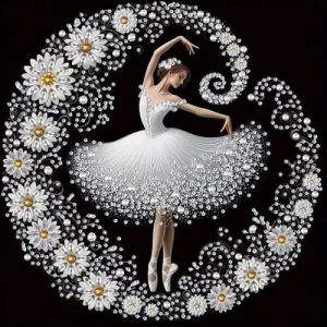 Diamond Painting 5D danseuse fleur – Kit diamond painting adulte débutant Tableau diamant DIY strass rond Peinture diamant élégante danseuse Convient pour la décoration murale de la maison 30x30cm (Hui-Cheng, neuf)