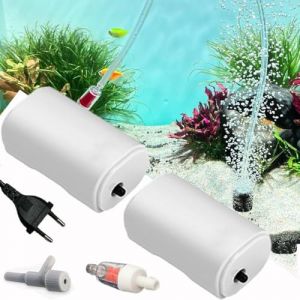 Lot de 2 pompes &agrave; air d'aquarium - 25 d&eacute;cibels - 200 l/h - A&eacute;rateur puissant pour aquariums jusqu'&agrave; 100 l - Avec accessoires (Mohicans, neuf)