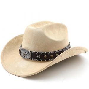 G&eacute;n&eacute;rique Chapeau Cowboy Denim et Cuir pour Femmes et Hommes Style Occidental R&eacute;tro avec Boucle de Ceinture Large Bord pour Ranch, F&ecirc;tes et Tenue Western (TunErKeji, neuf)