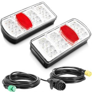 ETUKER Feux Remorque LED 13 broches 12/24V 7Functions Kit Éclairage Remorque 13 broches avec 5.5M Précablé Feu Arriere pour Remorque (ETUKER, neuf)